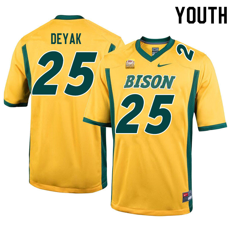 Youth #25 Joseph Deyak North Dakota State Bison College Football Jerseys Sale-Yellow - Click Image to Close